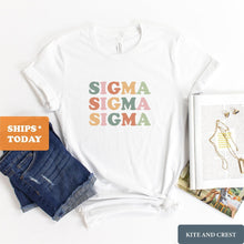 Load image into Gallery viewer, Tri Sigma - Sigma Sigma Sigma Bright and Colorful Sorority T-Shirt Shirt Tee - Kite and Crest
