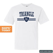 Load image into Gallery viewer, Triangle Striped Shield Comfort Colors T-Shirt - Fraternity Tee - Kite and Crest
