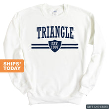 Load image into Gallery viewer, Triangle Striped Shield Sweatshirt - Fraternity Crewneck Sweatshirt - Kite and Crest
