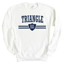 Load image into Gallery viewer, Triangle Striped Shield Sweatshirt - Fraternity Crewneck Sweatshirt - Kite and Crest
