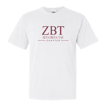 Load image into Gallery viewer, Zeta Beta Tau Comfort Colors T-Shirt - Zeta Beta Tau Basic Lined Shirt - Kite and Crest
