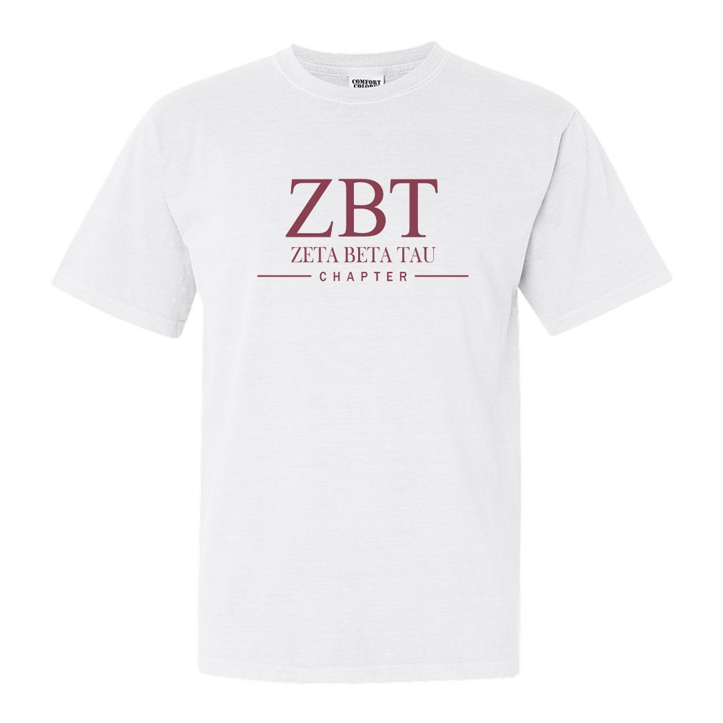 Zeta Beta Tau Comfort Colors T-Shirt - Zeta Beta Tau Basic Lined Shirt - Kite and Crest