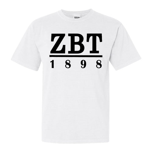 Zeta Beta Tau Comfort Colors T-Shirt - Zeta Beta Tau Black Letters Shirt - Kite and Crest