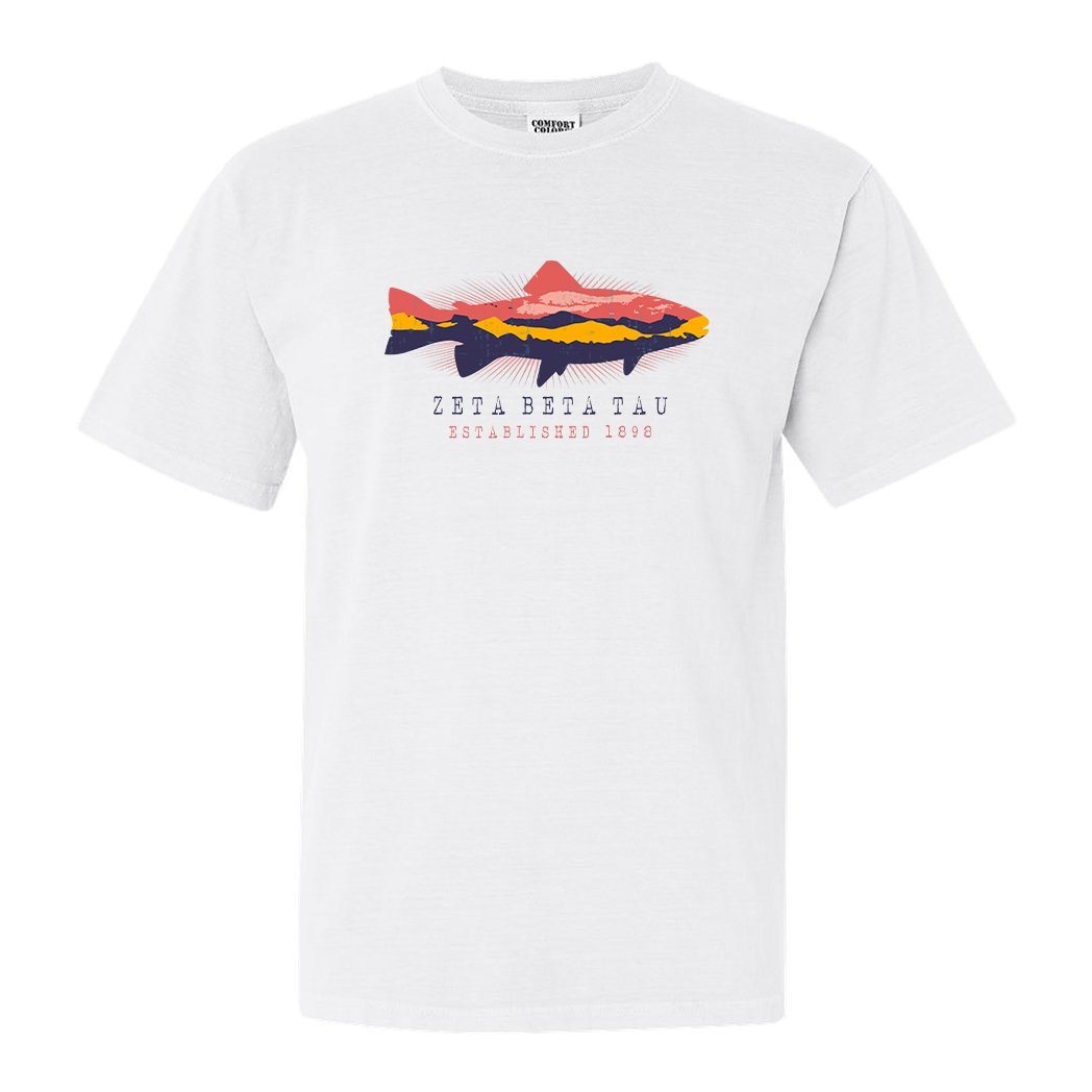 Zeta Beta Tau Comfort Colors T-Shirt - Zeta Beta Tau Fishing Shirt - Kite and Crest