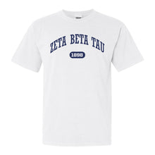 Load image into Gallery viewer, Zeta Beta Tau Comfort Colors T-Shirt - Zeta Beta Tau Fraternal Arch Shirt - Kite and Crest
