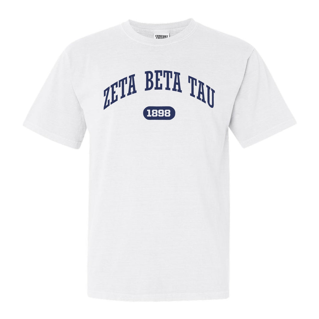 Zeta Beta Tau Comfort Colors T-Shirt - Zeta Beta Tau Fraternal Arch Shirt - Kite and Crest