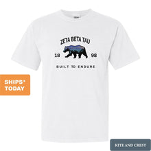 Load image into Gallery viewer, Zeta Beta Tau Comfort Colors T-Shirt - Zeta Beta Tau Fraternal Bear Shirt - Kite and Crest
