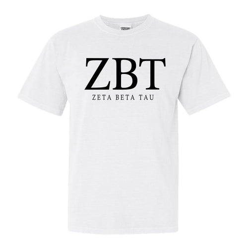 Zeta Beta Tau Comfort Colors T-Shirt - Zeta Beta Tau Fraternal Block Shirt - Kite and Crest