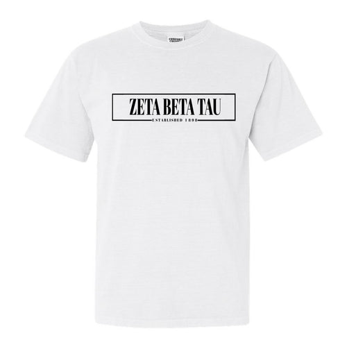 Zeta Beta Tau Comfort Colors T-Shirt - Zeta Beta Tau Fraternal Block Shirt - Kite and Crest