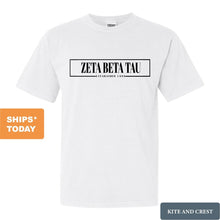 Load image into Gallery viewer, Zeta Beta Tau Comfort Colors T-Shirt - Zeta Beta Tau Fraternal Block Shirt - Kite and Crest
