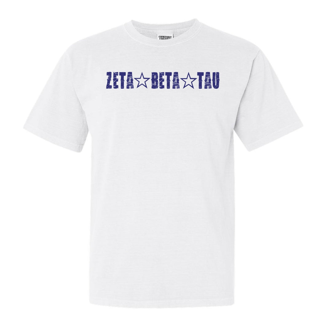 Zeta Beta Tau Comfort Colors T-Shirt - Zeta Beta Tau Fraternal Star Shirt - Kite and Crest