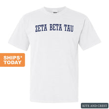 Load image into Gallery viewer, Zeta Beta Tau Comfort Colors T-Shirt - Zeta Beta Tau Intrinsic Lettered Shirt - Kite and Crest
