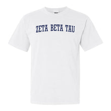 Load image into Gallery viewer, Zeta Beta Tau Comfort Colors T-Shirt - Zeta Beta Tau Intrinsic Lettered Shirt - Kite and Crest
