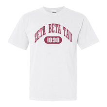 Load image into Gallery viewer, Zeta Beta Tau Comfort Colors T-Shirt - Zeta Beta Tau Large Athletic Shirt - Kite and Crest
