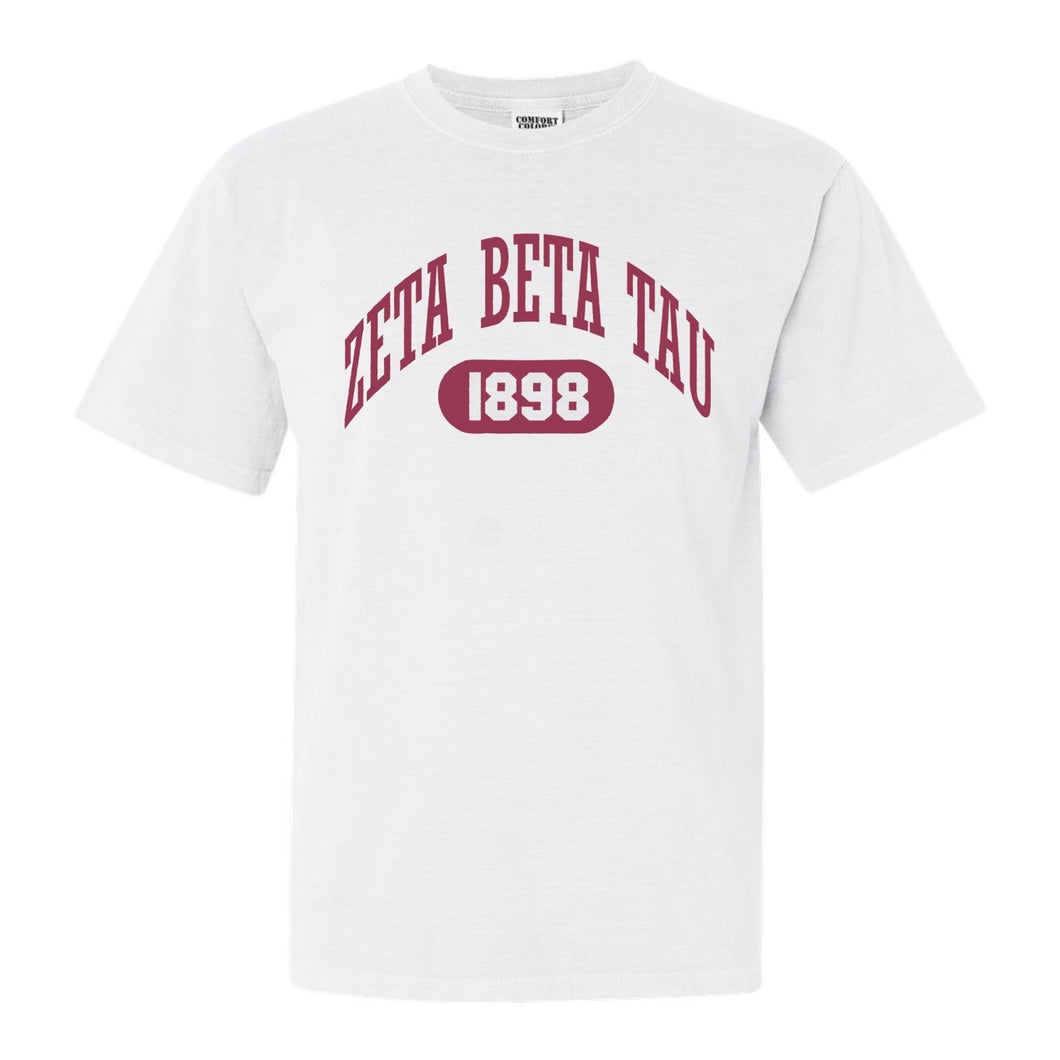 Zeta Beta Tau Comfort Colors T-Shirt - Zeta Beta Tau Large Athletic Shirt - Kite and Crest