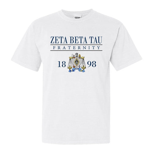Zeta Beta Tau Comfort Colors T-Shirt - Zeta Beta Tau Large Crest Shirt - Kite and Crest