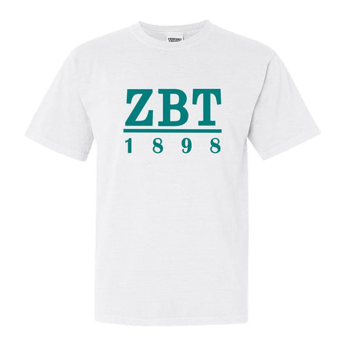 Zeta Beta Tau Comfort Colors T-Shirt - Zeta Beta Tau Lettered Basic Shirt - Kite and Crest