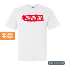Load image into Gallery viewer, Zeta Beta Tau Comfort Colors T-Shirt - Zeta Beta Tau Red Slash Shirt - Kite and Crest
