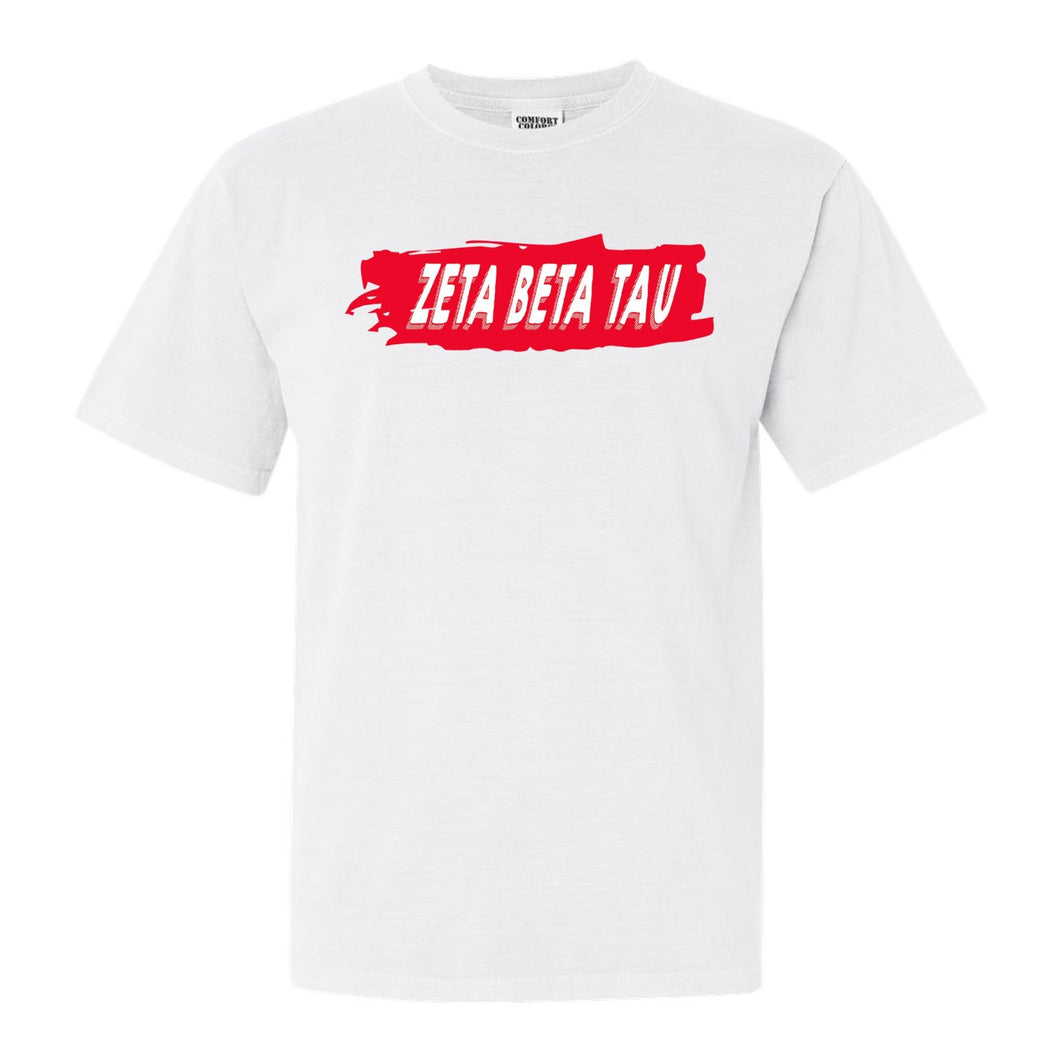 Zeta Beta Tau Comfort Colors T-Shirt - Zeta Beta Tau Red Slash Shirt - Kite and Crest
