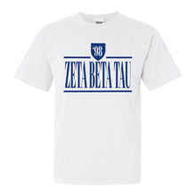Load image into Gallery viewer, Zeta Beta Tau Comfort Colors T-Shirt - Zeta Beta Tau Shield Shirt - Kite and Crest
