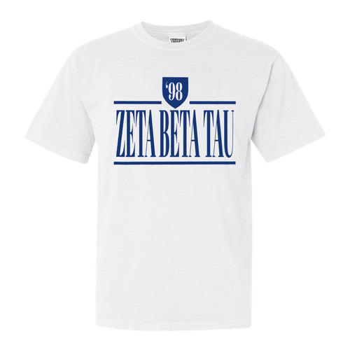 Zeta Beta Tau Comfort Colors T-Shirt - Zeta Beta Tau Shield Shirt - Kite and Crest
