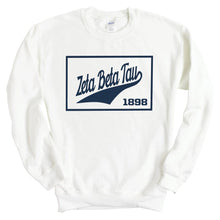 Load image into Gallery viewer, Zeta Beta Tau Sweatshirt - Zeta Beta Tau Baseball Boxed Crewneck Sweatshirt - Kite and Crest
