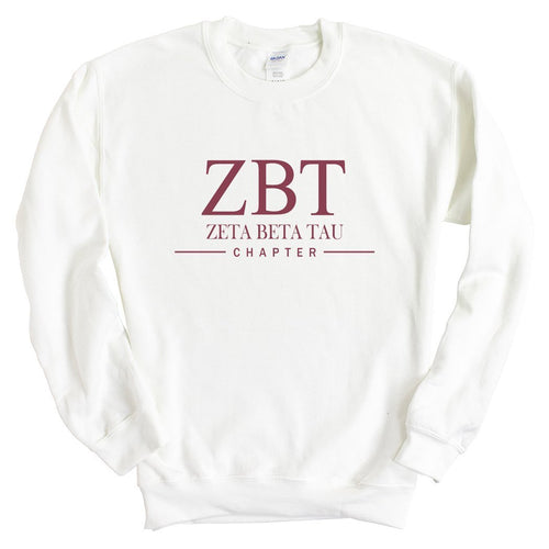 Zeta Beta Tau Sweatshirt - Zeta Beta Tau Basic Lined Crewneck Sweatshirt - Kite and Crest