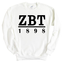 Load image into Gallery viewer, Zeta Beta Tau Sweatshirt - Zeta Beta Tau Black Letters Crewneck Sweatshirt - Kite and Crest
