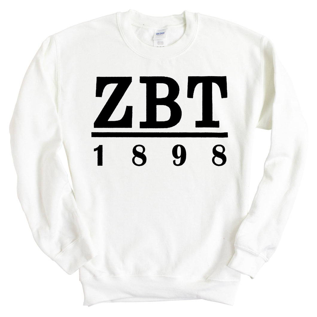 Zeta Beta Tau Sweatshirt - Zeta Beta Tau Black Letters Crewneck Sweatshirt - Kite and Crest