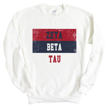 Load image into Gallery viewer, Zeta Beta Tau Sweatshirt - Zeta Beta Tau Colorful Stripe Crewneck Sweatshirt - Kite and Crest

