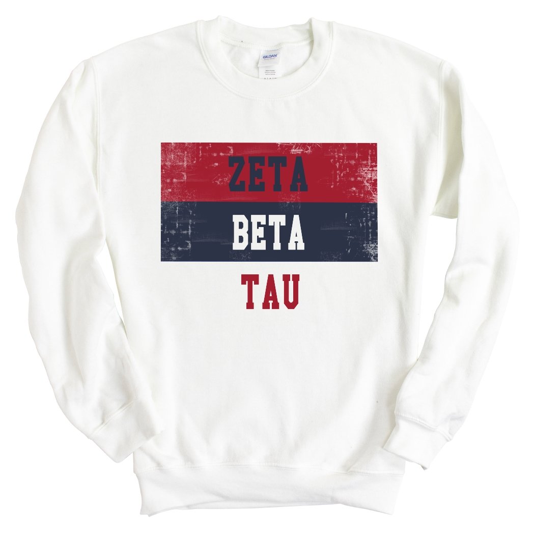 Zeta Beta Tau Sweatshirt - Zeta Beta Tau Colorful Stripe Crewneck Sweatshirt - Kite and Crest