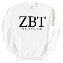 Load image into Gallery viewer, Zeta Beta Tau Sweatshirt - Zeta Beta Tau Fraternal Block Crewneck Sweatshirt - Kite and Crest
