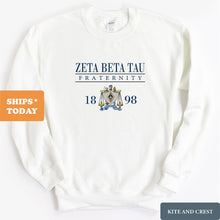 Load image into Gallery viewer, Zeta Beta Tau Sweatshirt - Zeta Beta Tau Large Crest Crewneck Sweatshirt - Kite and Crest
