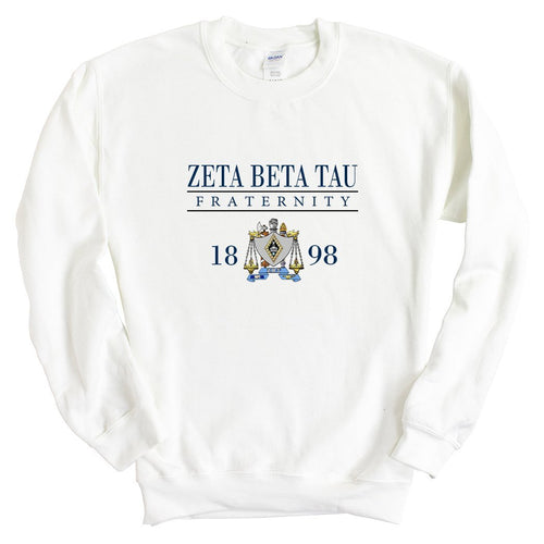 Zeta Beta Tau Sweatshirt - Zeta Beta Tau Large Crest Crewneck Sweatshirt - Kite and Crest