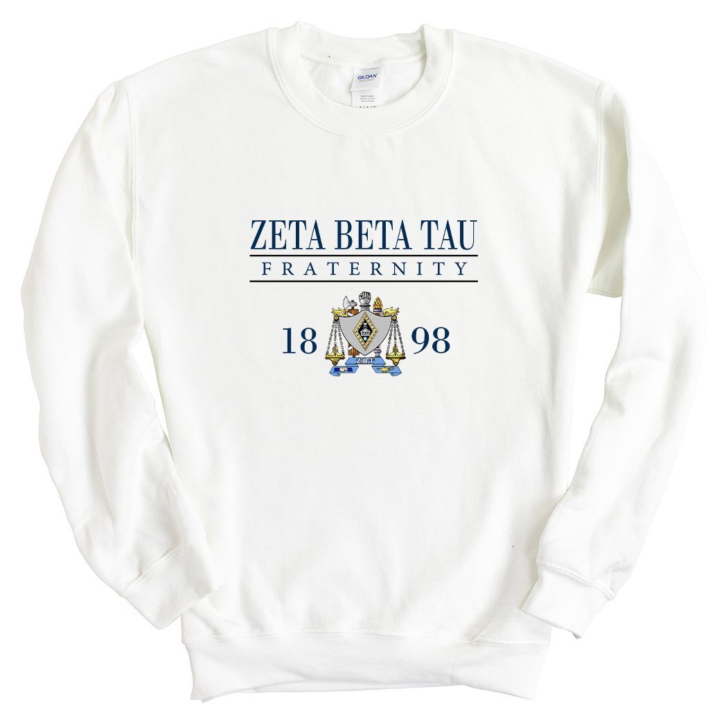 Zeta Beta Tau Sweatshirt - Zeta Beta Tau Large Crest Crewneck Sweatshirt - Kite and Crest