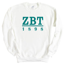 Load image into Gallery viewer, Zeta Beta Tau Sweatshirt - Zeta Beta Tau Lettered Basic Crewneck Sweatshirt - Kite and Crest
