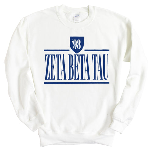 Zeta Beta Tau Sweatshirt - Zeta Beta Tau Shield Crewneck Sweatshirt - Kite and Crest