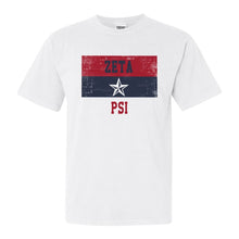 Load image into Gallery viewer, Zeta Psi Comfort Colors T-Shirt - Zete Colorful Stripe Shirt - Kite and Crest
