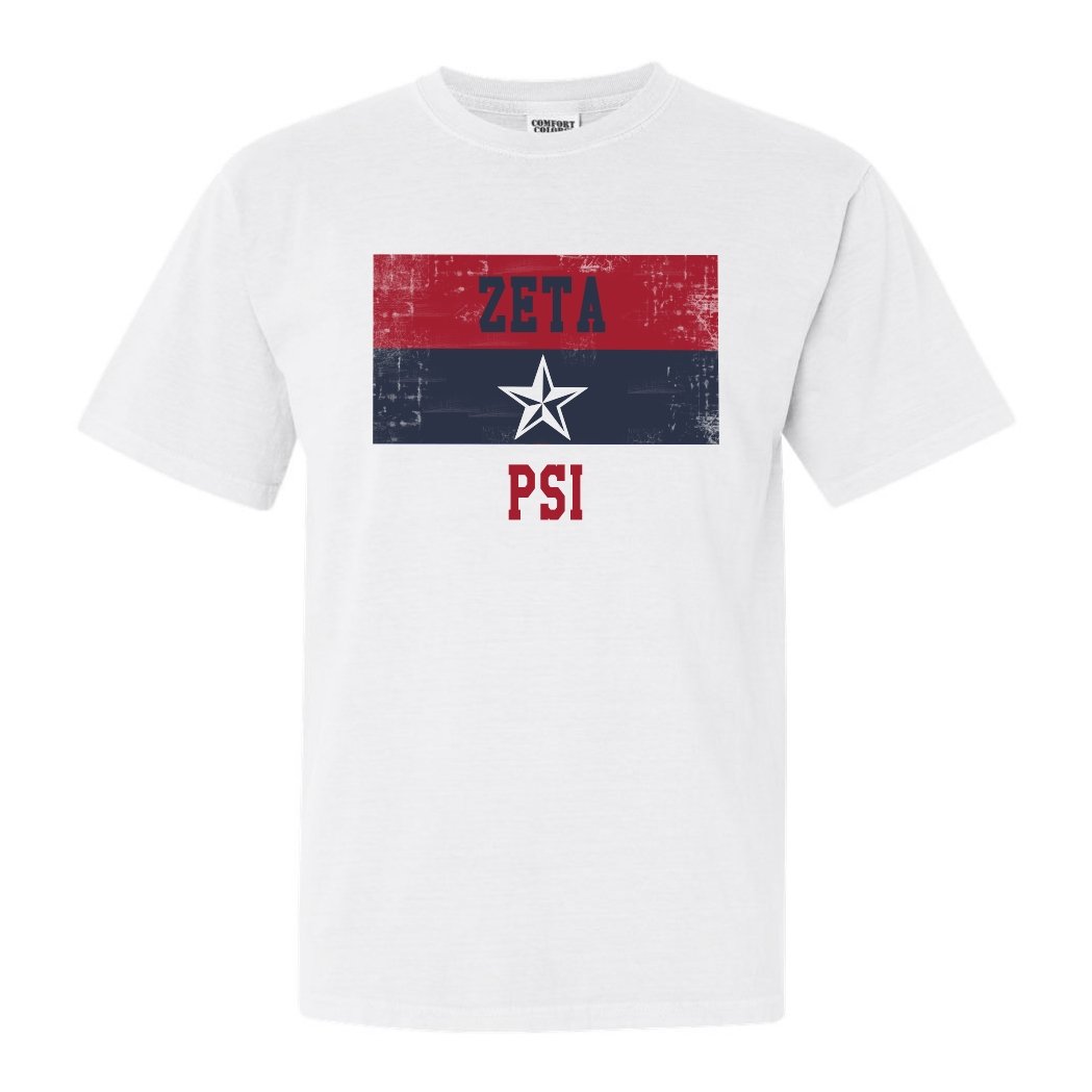 Zeta Psi Comfort Colors T-Shirt - Zete Colorful Stripe Shirt - Kite and Crest
