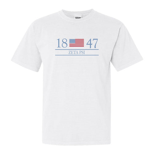 Zeta Psi Comfort Colors T-Shirt - Zete Flag Year Shirt - Kite and Crest