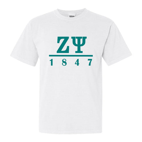 Zeta Psi Comfort Colors T-Shirt - Zete Lettered Basic Shirt - Kite and Crest