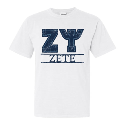 Zeta Psi Comfort Colors T-Shirt - Zete Washed Letters Shirt - Kite and Crest
