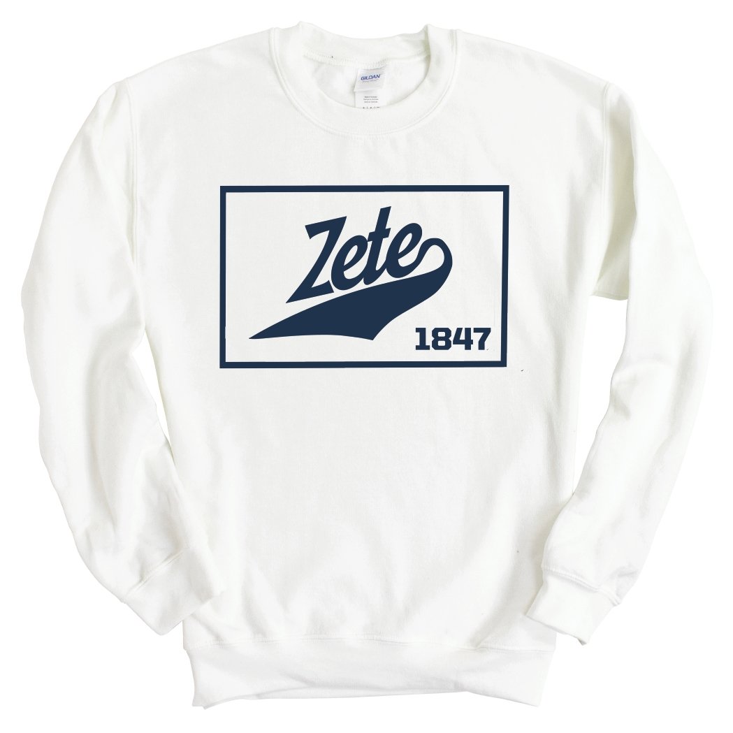 Zeta Psi Sweatshirt - Zete Baseball Boxed Crewneck Sweatshirt - Kite and Crest