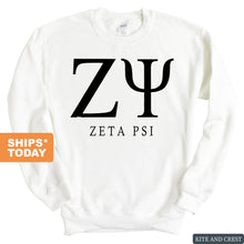 Load image into Gallery viewer, Zeta Psi Sweatshirt - Zete Block Letter Crewneck Sweatshirt - Kite and Crest
