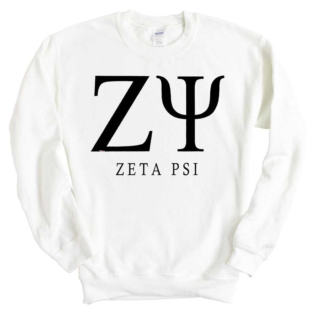 Zeta Psi Sweatshirt - Zete Block Letter Crewneck Sweatshirt - Kite and Crest