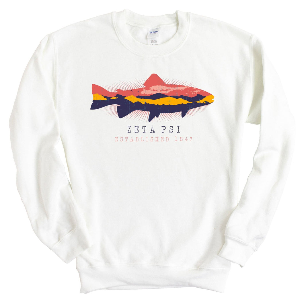 Zeta Psi Sweatshirt - Zete Fishing Crewneck Sweatshirt - Kite and Crest