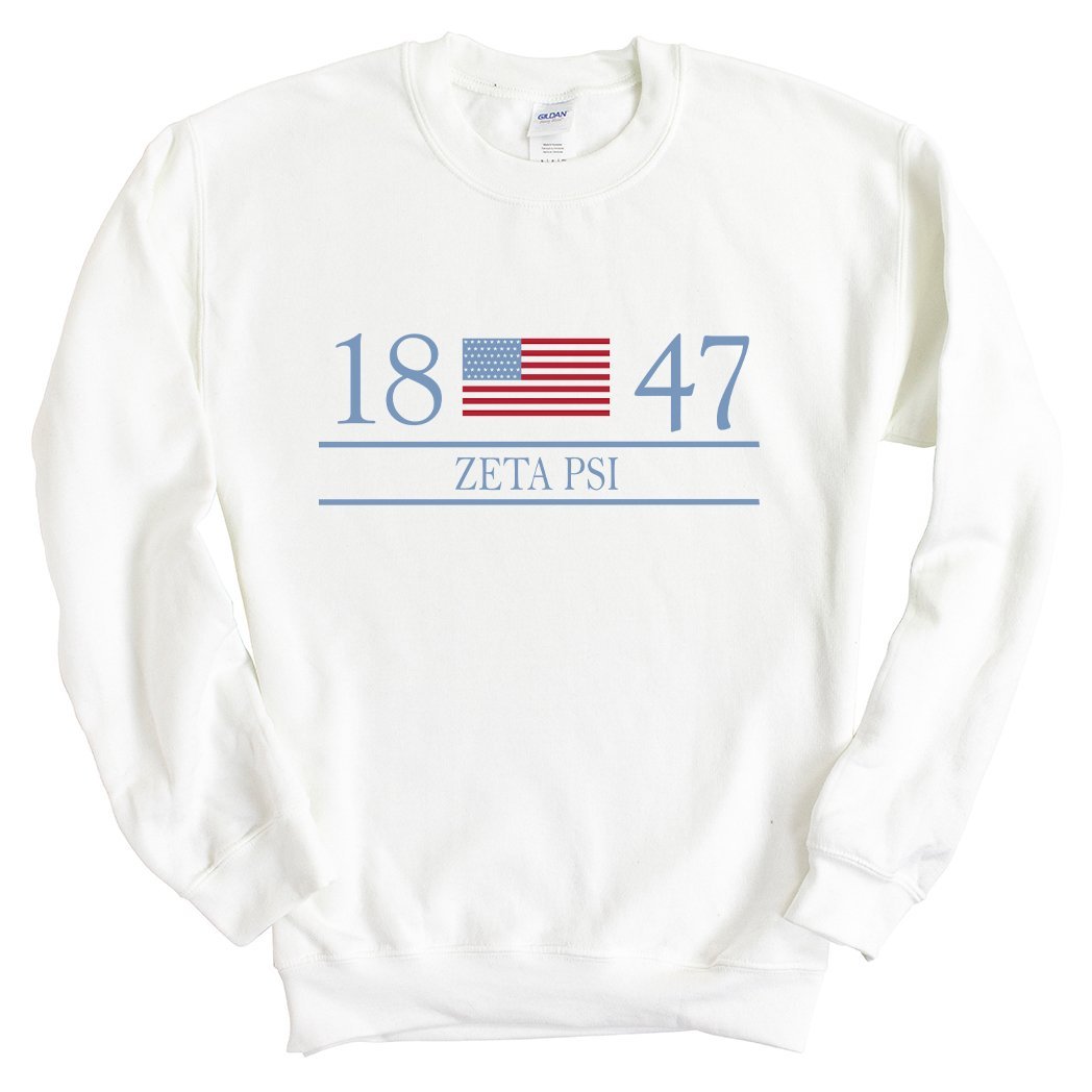 Zeta Psi Sweatshirt - Zete Flag Year Crewneck Sweatshirt - Kite and Crest