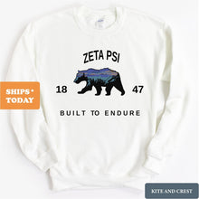 Load image into Gallery viewer, Zeta Psi Sweatshirt - Zete Fraternal Bear Crewneck Sweatshirt - Kite and Crest
