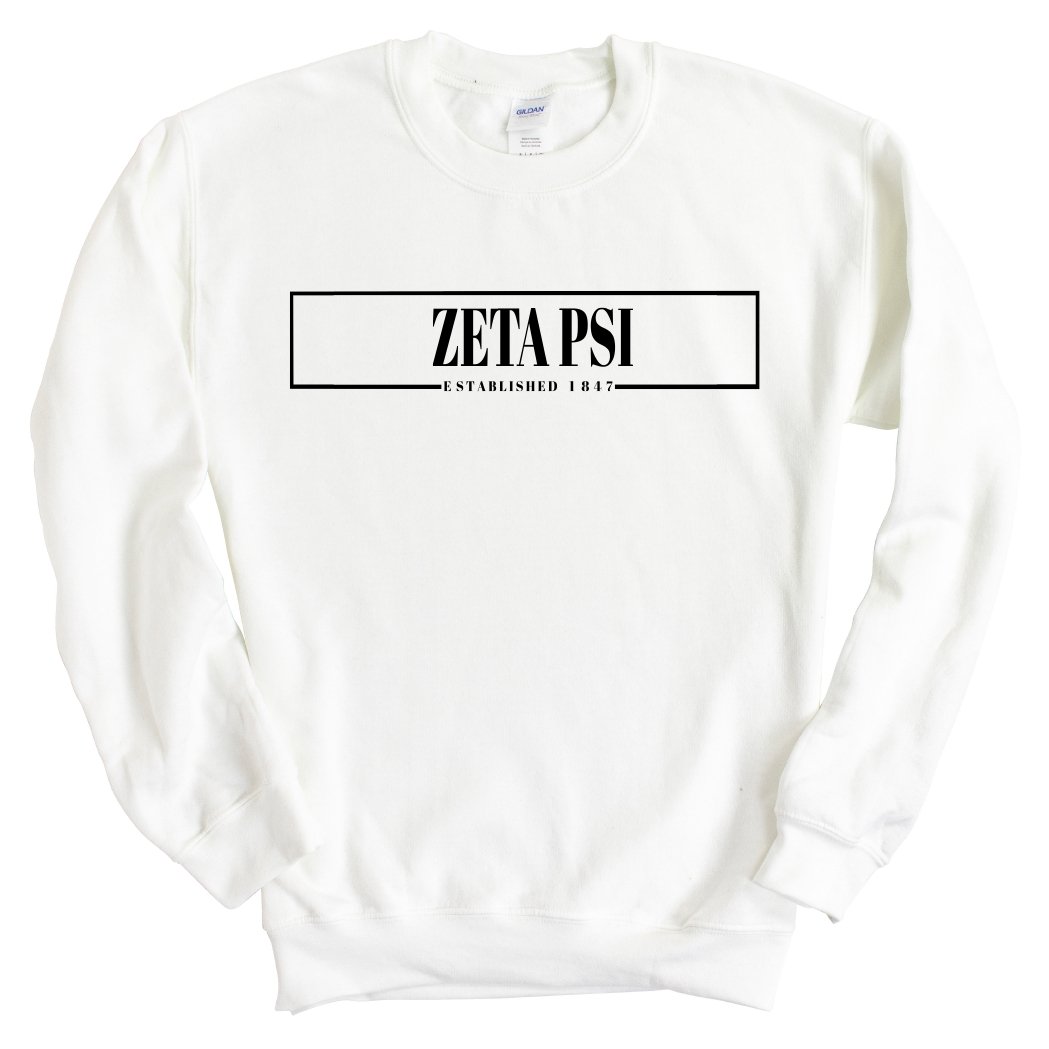 Zeta Psi Sweatshirt - Zete Fraternal Block Crewneck Sweatshirt - Kite and Crest