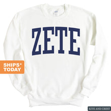 Load image into Gallery viewer, Zeta Psi Sweatshirt - Zete Intrinsic Lettered Crewneck Sweatshirt - Kite and Crest
